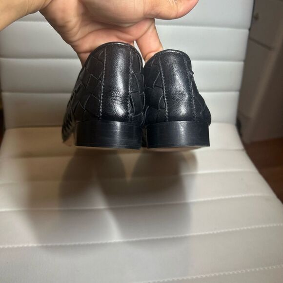 Robert Zur Black Leather Flats with Woven Design - Picture 4 of 10